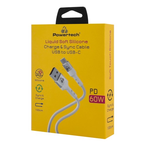 Powertech POWERTECH καλώδιο USB-C σε USB PTR-0162, σιλικόνης, 60W, 480Mbps, 1m, λευκό