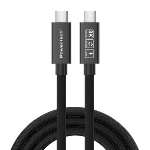 Powertech POWERTECH καλώδιο USB-C PTR-0165, USB4, 240W, 40Gbps, 8K/60Hz, 1m, μαύρο
