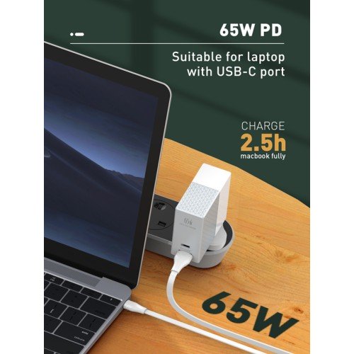 LDNIO LDNIO καλώδιο USB-C σε USB-C LC131C, 65W PD, 1m, λευκό