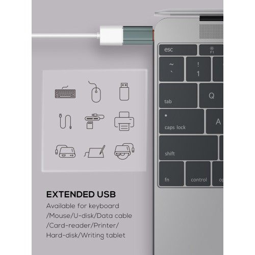 LDNIO LDNIO αντάπτορας USB-C σε USB LC140, αρσενικό σε θηλυκό, γκρι
