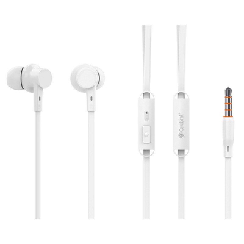 CELEBRAT CELEBRAT earphones με μικρόφωνο G19, 3.5mm σύνδεση, Φ10mm, 1.2m, λευκά