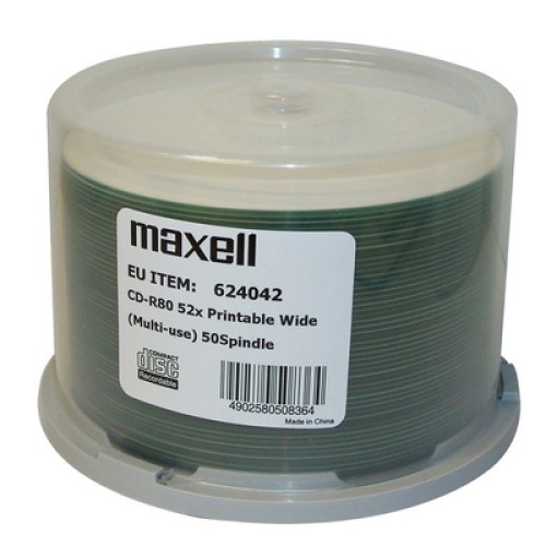 Maxell MAXELL CD-R 624042, 700ΜΒ, 80min, 52x speed, printable, spindle, 50τμχ