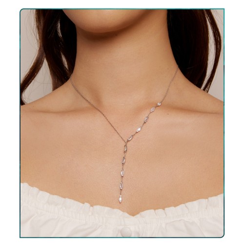 BAMOER BAMOER κολιέ BSN330 με κυβική ζιρκόνια, ασήμι 925, ασημί