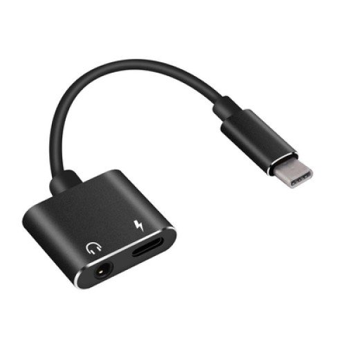 Powertech POWERTECH αντάπτορας USB-C σε USB-C & 3.5mm θηλυκό CAB-UC031, μαύρος