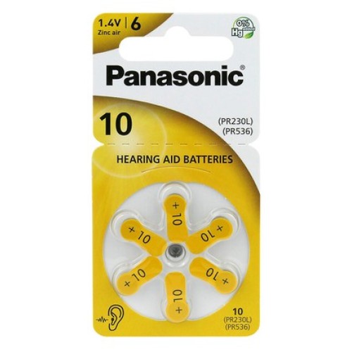 Panasonic PANASONIC μπαταρίες ακουστικών βαρηκοΐας PR10, mercury free, 1.4V, 6τμχ