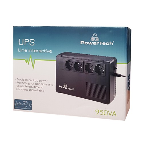 Powertech POWERTECH UPS Line Interactive PT-950C, 950VA/570W, 4x schuko