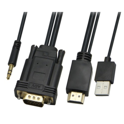 Powertech POWERTECH καλώδιο HDMI & USB σε VGA & 3.5mm CAB-H111, 1080p, 5m, μαύρο