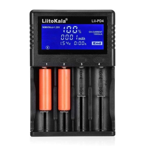 LIITOKALA LIITOKALA φορτιστής LII-PD4 για μπαταρίες NiMH/CD, Li-Ion, IMR, 4 slots