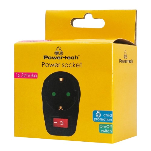 Powertech POWERTECH αντάπτορας ρεύματος PT-810, 1x schuko, 16A, μαύρος
