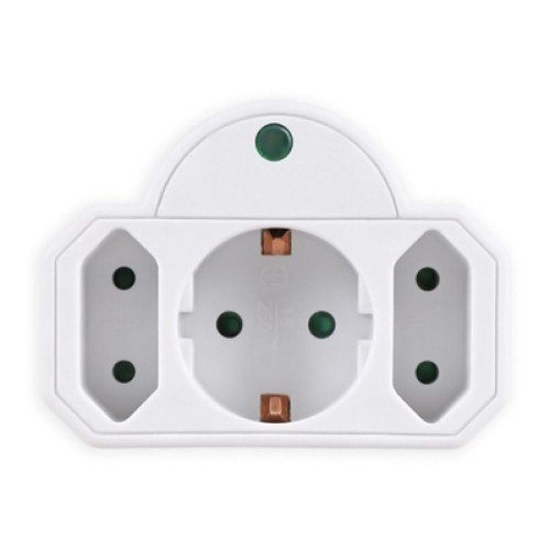 Powertech POWERTECH αντάπτορας ρεύματος PT-816 με προστασία υπέρτασης, 1x schuko, 2x euro, 16A, λευκός