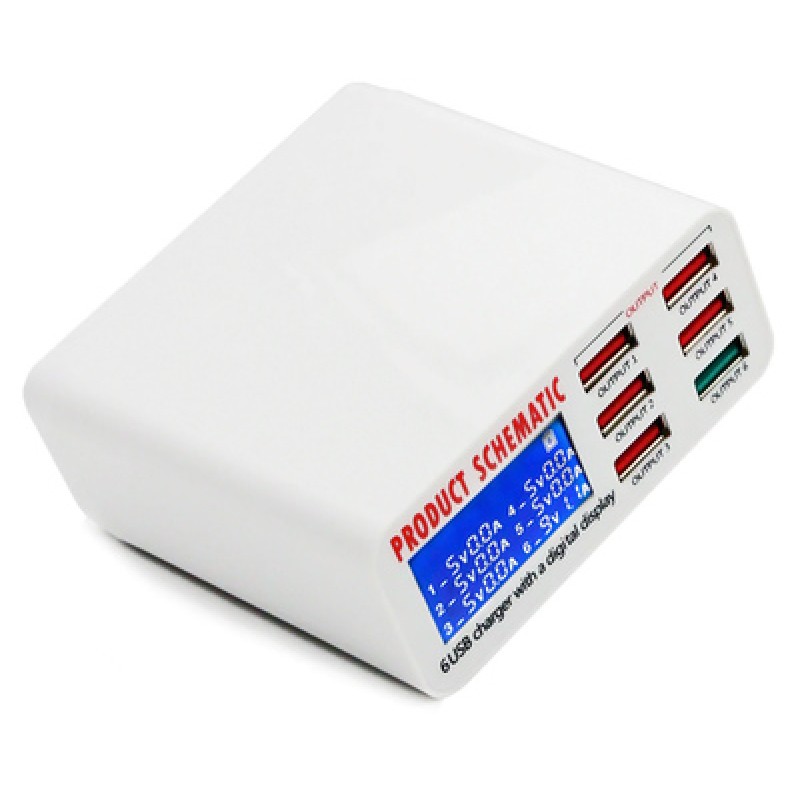 UNBRANDED USB φορτιστής 6 θέσεων με LCD monitor BST-U3, 5V 8A, 40W