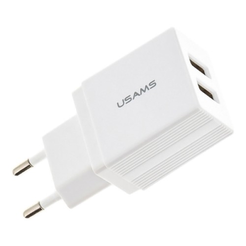 USAMS USAMS φορτιστής τοίχου T24 US-CC090, 2x USB, 2.1A, λευκός