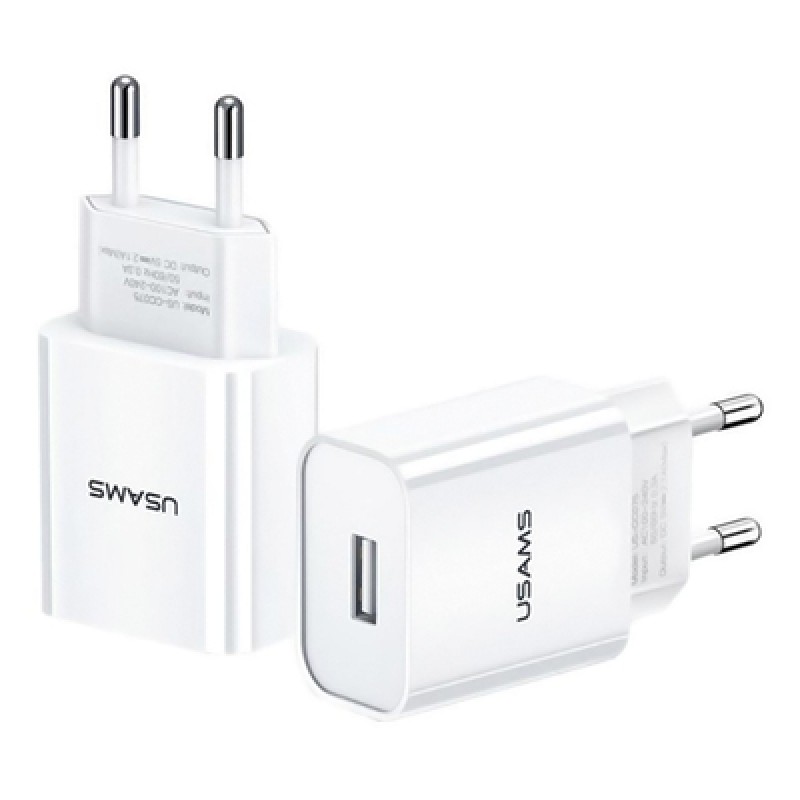 USAMS USAMS φορτιστής τοίχου T18, 1x USB, 2.1A, λευκός