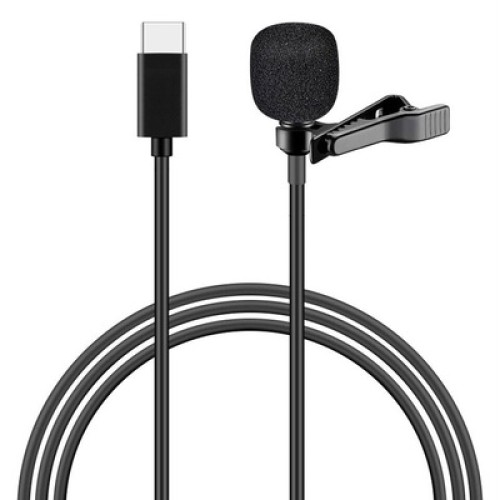 Powertech POWERTECH μικρόφωνο CAB-UC048 με ενσωματωμένο clip-on, USB-C, 1.5m μαύρο