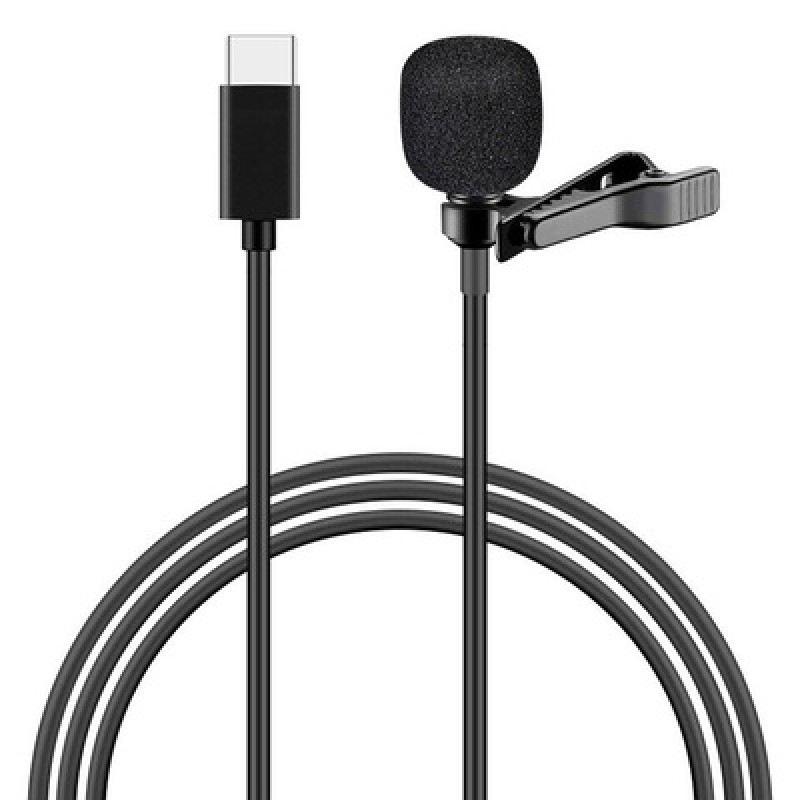 Powertech POWERTECH μικρόφωνο CAB-UC048 με ενσωματωμένο clip-on, USB-C, 1.5m μαύρο
