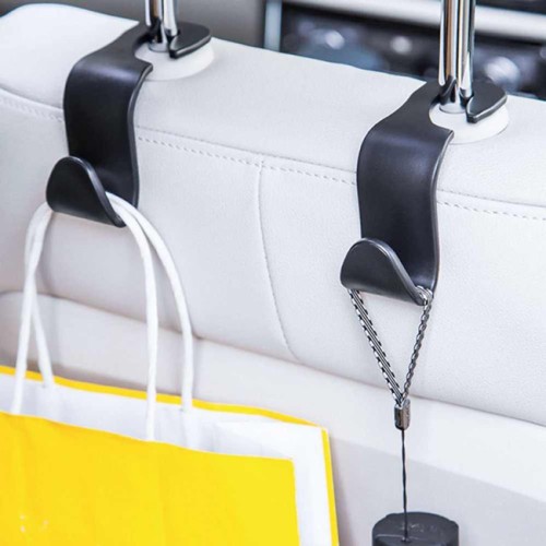 UNBRANDED Κρεμάστρα αυτοκινήτου CAR-0007 για το προσκέφαλο, μαύρη, 2τμχ