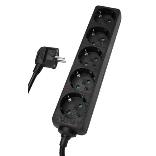 Powertech POWERTECH πολύπριζο PT-872, 5x schuko, 16A, 3m, μαύρο