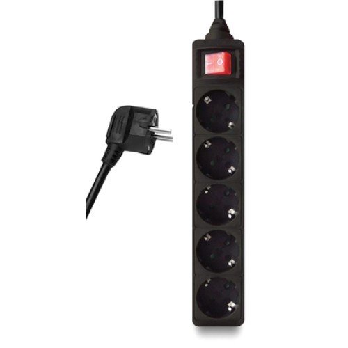 Powertech POWERTECH πολύπριζο PT-875, 5x schuko, 16A, 1.5m, μαύρο