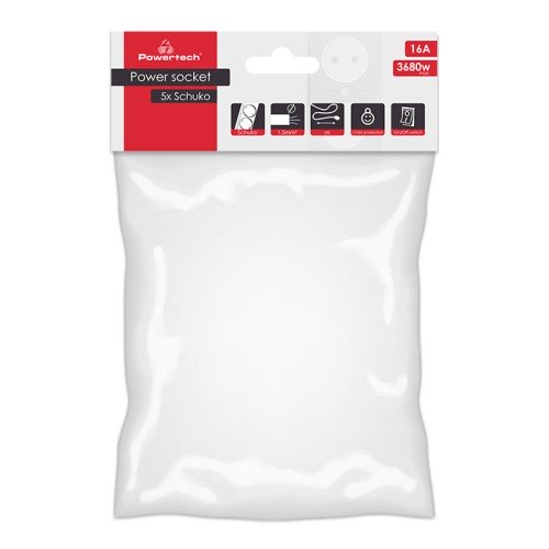 Powertech POWERTECH πολύπριζο PT-877, 5x schuko, 16A, 3m, μαύρο