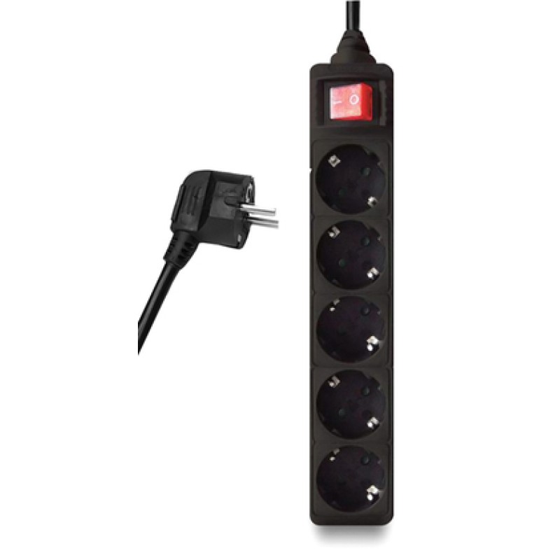 Powertech POWERTECH πολύπριζο PT-877, 5x schuko, 16A, 3m, μαύρο