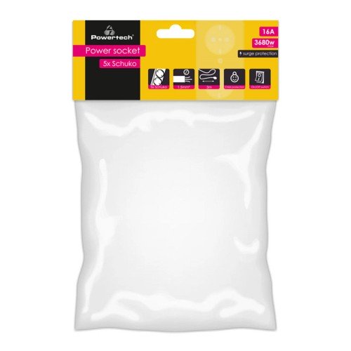 Powertech POWERTECH πολύπριζο ασφαλείας PT-883, 5x schuko, 16A, 3m, μαύρο