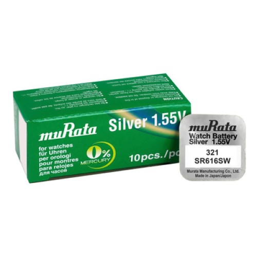 MURATA MURATA μπαταρία Silver Oxide για ρολόγια SR616SW, 1.55V, No 321, 10τμχ