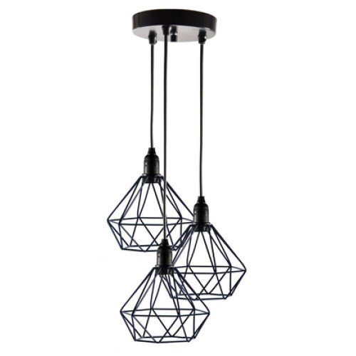 Powertech POWERTECH τρίφωτο φωτιστικό οροφής HLL-0004, E27, Φ20, μεταλλικό, μαύρο