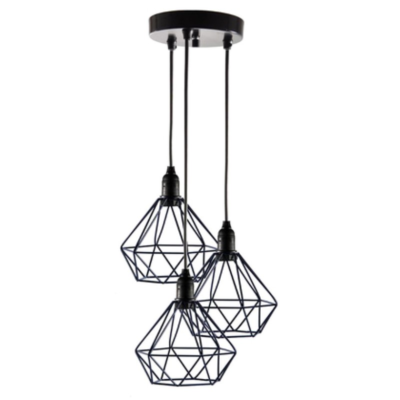 Powertech POWERTECH τρίφωτο φωτιστικό οροφής HLL-0004, E27, Φ20, μεταλλικό, μαύρο