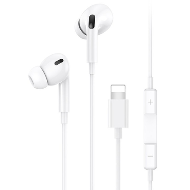 USAMS USAMS earphones με μικρόφωνο EP-41, Lightning, Φ10mm, 1.2m, λευκά