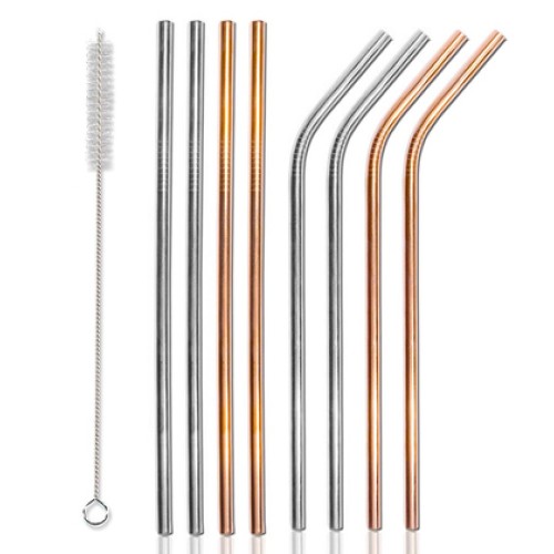 UNBRANDED Σετ μεταλλικά καλαμάκια & βουρτσάκι καθαρισμού CLN-0021, 9τμχ