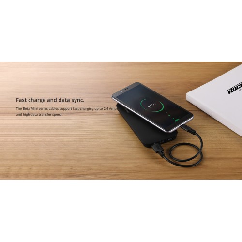 ROCKROSE ROCKROSE καλώδιο USB σε Micro USB Beta AM Mini, 2.4A, 30cm, μαύρο