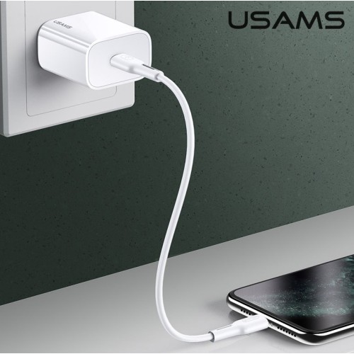 USAMS USAMS φορτιστής τοίχου US-CC118, 1x type-C, PD3.0 20W 3A, λευκός