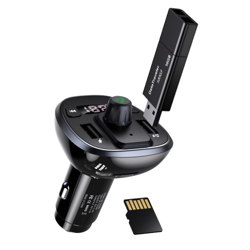 USAMS USAMS FM transmitter με οθόνη US-CC115, 2x USB, SD card, 3.4A, μαύρο