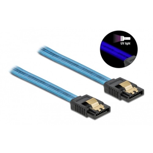Powertech POWERTECH Καλώδιο SATA III 7pin CAB-W037, με UV επίστρωση, 0.7m, μπλε