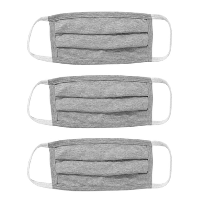 UNBRANDED Μάσκα προστασίας βαμβακερή MSK-0007, επαναχρησιμοποιούμενη, γκρι, 3τμχ