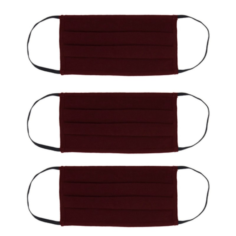 UNBRANDED Μάσκα προστασίας βαμβακερή MSK-0008 επαναχρησιμοποιούμενη, μπορντό, 3τμχ