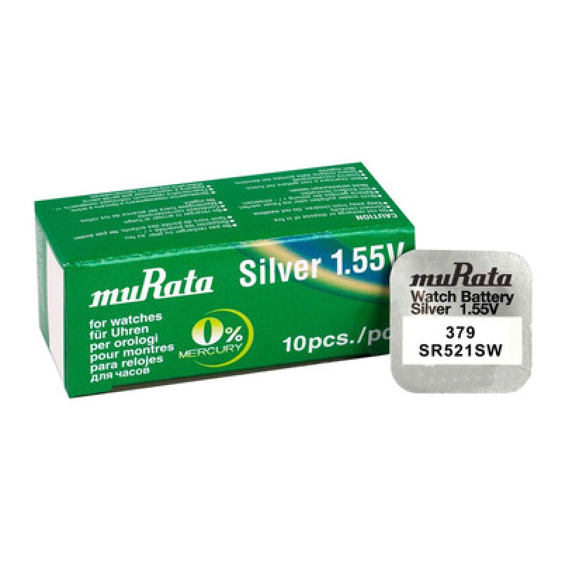 MURATA MURATA μπαταρία Silver Oxide για ρολόγια SR521SW, 1.55V, No379, 10τμχ