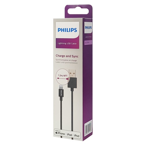 Philips PHILIPS καλώδιο USB σε Lightning  DLC3104V-00, 2.4Α, 1.2m, μαύρο