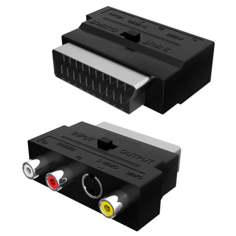 Powertech POWERTECH αντάπτορας SCART σε audio/video & S-Video CAB-S011, μαύρος