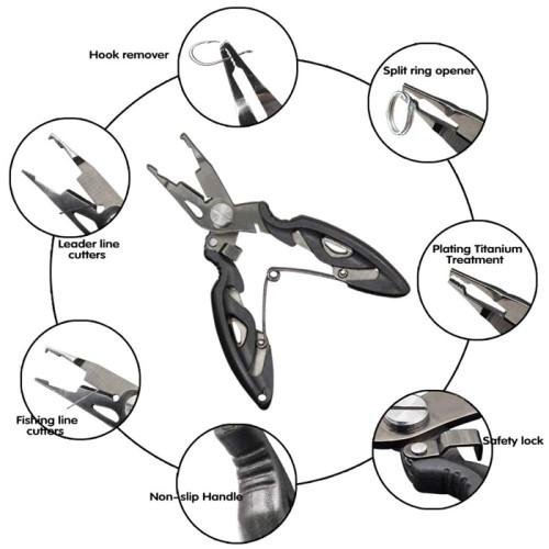 UNBRANDED Ανοξείδωτη πένσα-ψαλιδάκι ψαρέματος FISH-0003, μαύρο