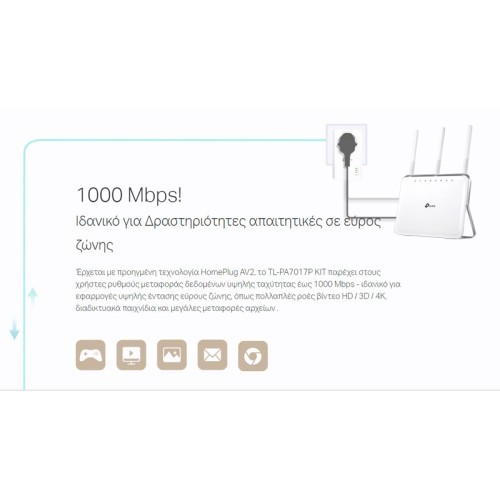 TP-Link TP-LINK Powerline kit TL-PA7017P, Passthrough, AV1000 Gigabit, Ver. 4.0