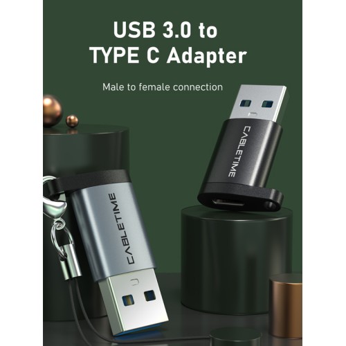 CABLETIME CABLETIME αντάπτορας USB-C σε USB CT-AMCF, 2.1A, 5Gbps, γκρι