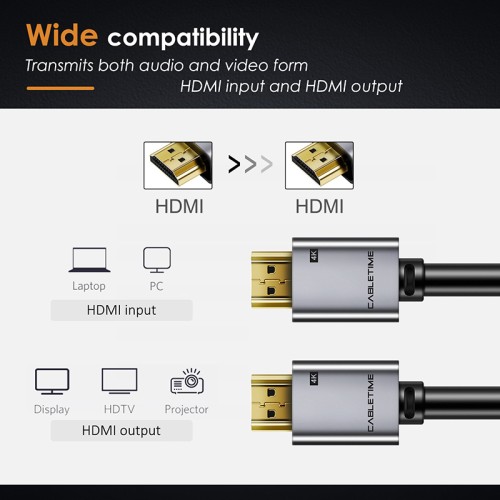 CABLETIME CABLETIME καλώδιο HDMI 2.0 CT-PHE2G, 4K/60Hz, 1m, μαύρο