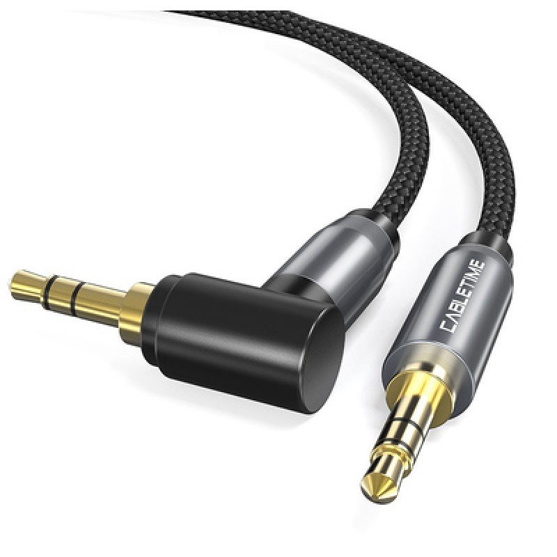 CABLETIME CABLETIME καλώδιο ήχου 3.5mm CT-P11RGN, γωνιακό, AUX, 1m, μαύρο