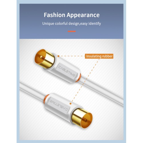 CABLETIME CABLETIME καλώδιο κεραίας CT-AV101, 75 Ohm, 2m, λευκό