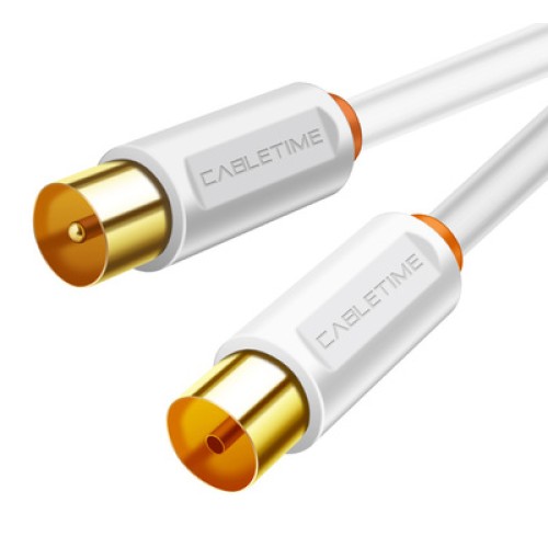 CABLETIME CABLETIME καλώδιο κεραίας CT-AV101, 75 Ohm, 2m, λευκό