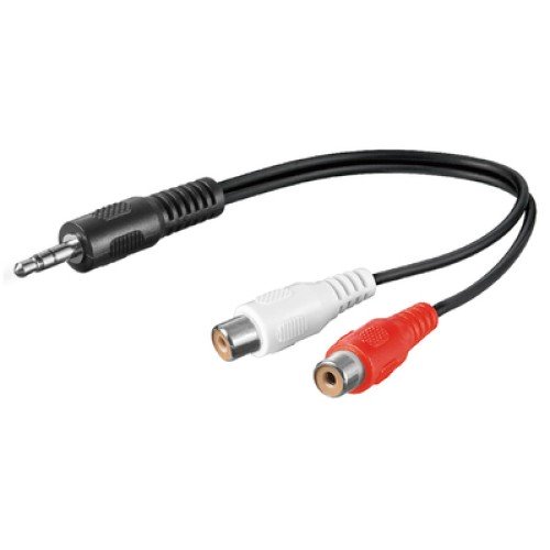 GOOBAY GOOBAY καλώδιο 3.5mm male σε 2x RCA female 50600, 0.2m, μαύρο