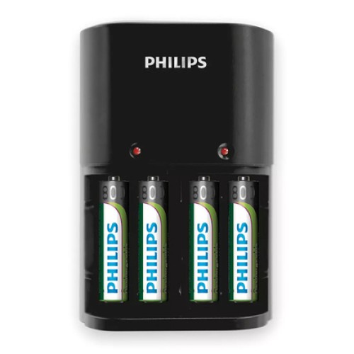 Philips PHILIPS φορτιστής μπαταριών AA & AΑΑ NiMH SCB1450NB με 4x AAA, μαύρος
