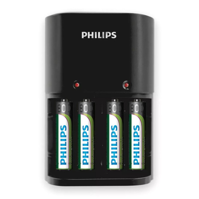 Philips PHILIPS φορτιστής μπαταριών AA & AΑΑ NiMH SCB1450NB με 4x AAA, μαύρος