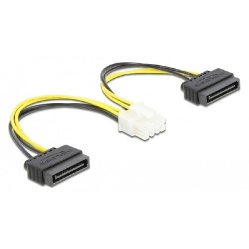 DELOCK DELOCK καλώδιο EPS 8pin σε 2x SATA 15pin 83020, 15cm